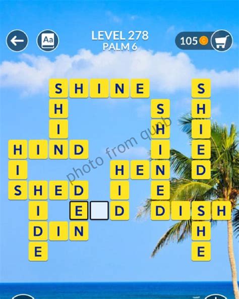 Wordscapes Level 278, Palm 6 Answers .